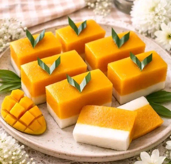 Kue Puding Lapis Mangga Santan